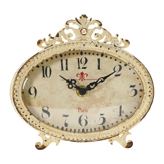 6.5&#x22; Distressed Pewter Mantel Clock